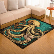 Custom Octopus Welcome Mat with Coastal Theme and Vintage Style