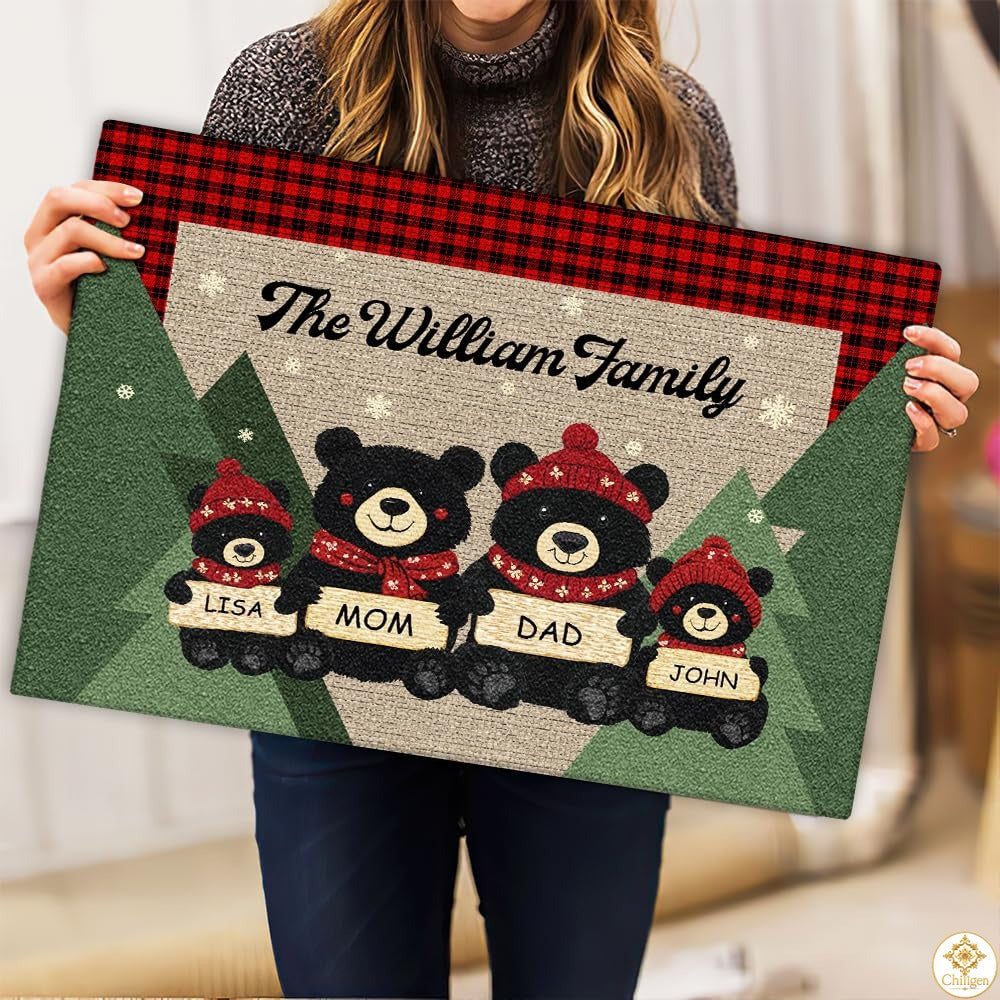 Personalized Christmas Doormat with Family Name and Address