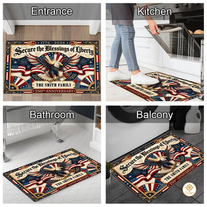 Custom Family Name Doormat with Patriotic Hunting Art