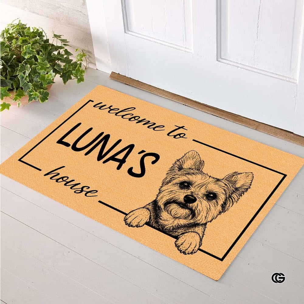 Personalized Pet Dog Welcome Door Mat with Photo and Name (A05)