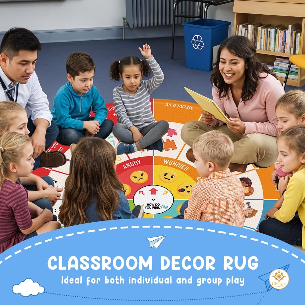 Custom Feelings Wheel Welcome Mat for Classroom and Office