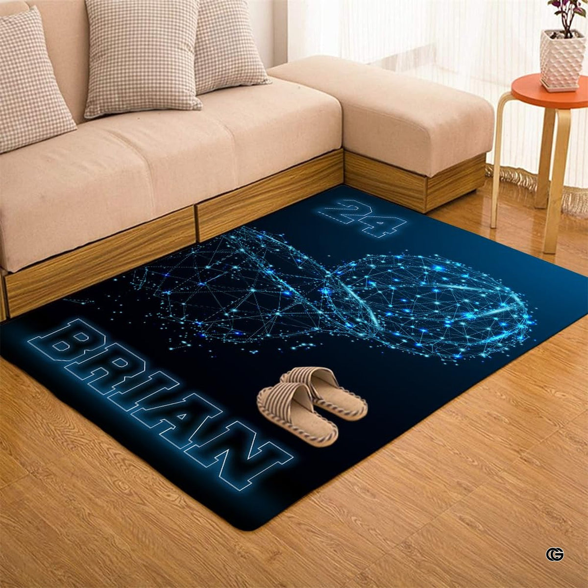 Basketball area rug placed alongside contemporary living room furniture. - image 7 of 7