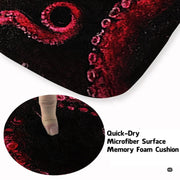 Soft low-pile microfiber surface texture on crimson kraken octopus rug - thumbnail image 3 of 7