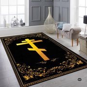 Personalized Orthodox Christian Area Rug, Custom Eastern Orthodox Russian Greek Byzantine Non-Slip Rug for Women Men, IC XC Nika Cross Mat for Living Room, Bedroom, Church Decor (D3)