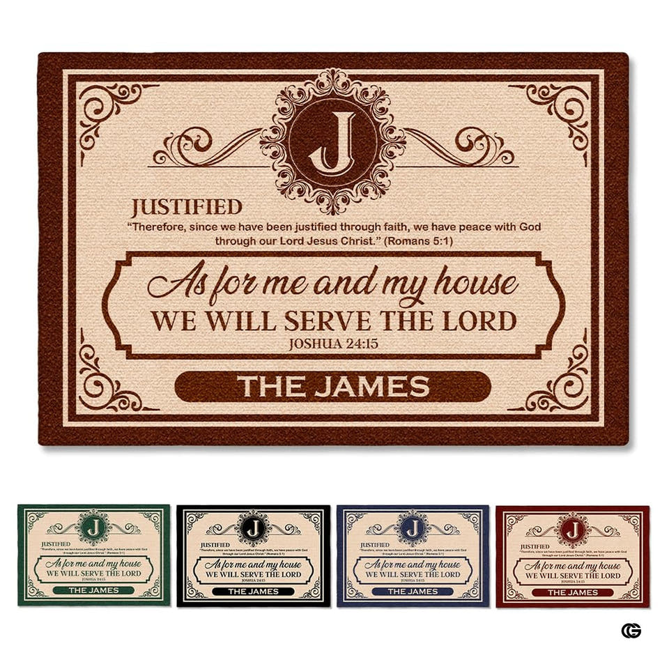 Personalized Religious Quote with Family Name Doormat, Entryway Decor