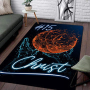 Neon wireframe basketball hands sports illustration rectangular area rug. - thumbnail image 1 of 7