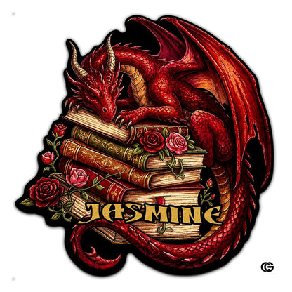 Custom Dragon Shaped Area Rug, Personalized Library Western Dragon Shaped Floor Mat Book Rug, Non-Slip Reading Room Carpet for Living Room, Bedroom, Dorm, Kids Room, Fans Lover (D1)