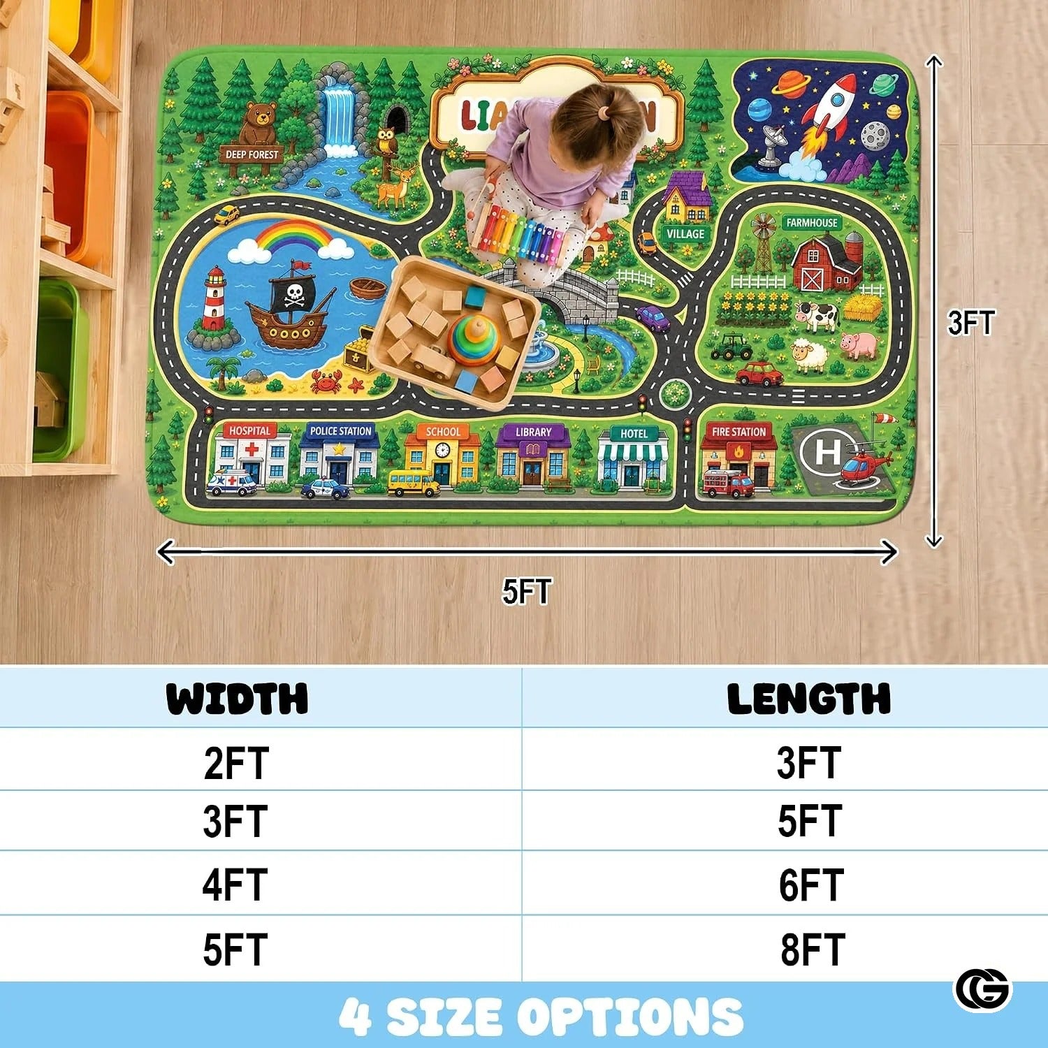 Custom Road Map Welcomemat with Kids Street and Car Play Design - Map 7