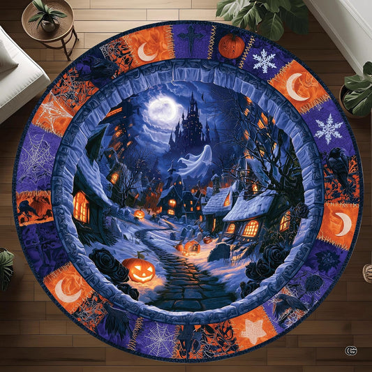 Custom Halloween 3D Effect Optical Illusion Spooky Round Rug (D5)