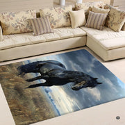 Detailed view of dark horse artwork with charcoal tones and olive landscape colors. - thumbnail image 2 of 5