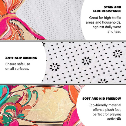 Dimension chart displaying size options for flamingo couple area rug. - thumbnail image 2 of 7