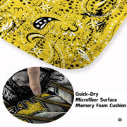 Close-up view of the soft microfiber surface, feather headdress, and bandana paisley patterns - thumbnail image 3 of 7