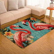 Home lounge arrangement displaying the hibiscus tropical pink flamingo accent rug - thumbnail image 7 of 7