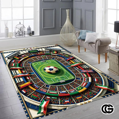 Personalized Soccer Doormat with Trophy and World Flags