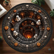 Personalized Halloween 3D Optical Illusion Ghost Round Rug (A06)