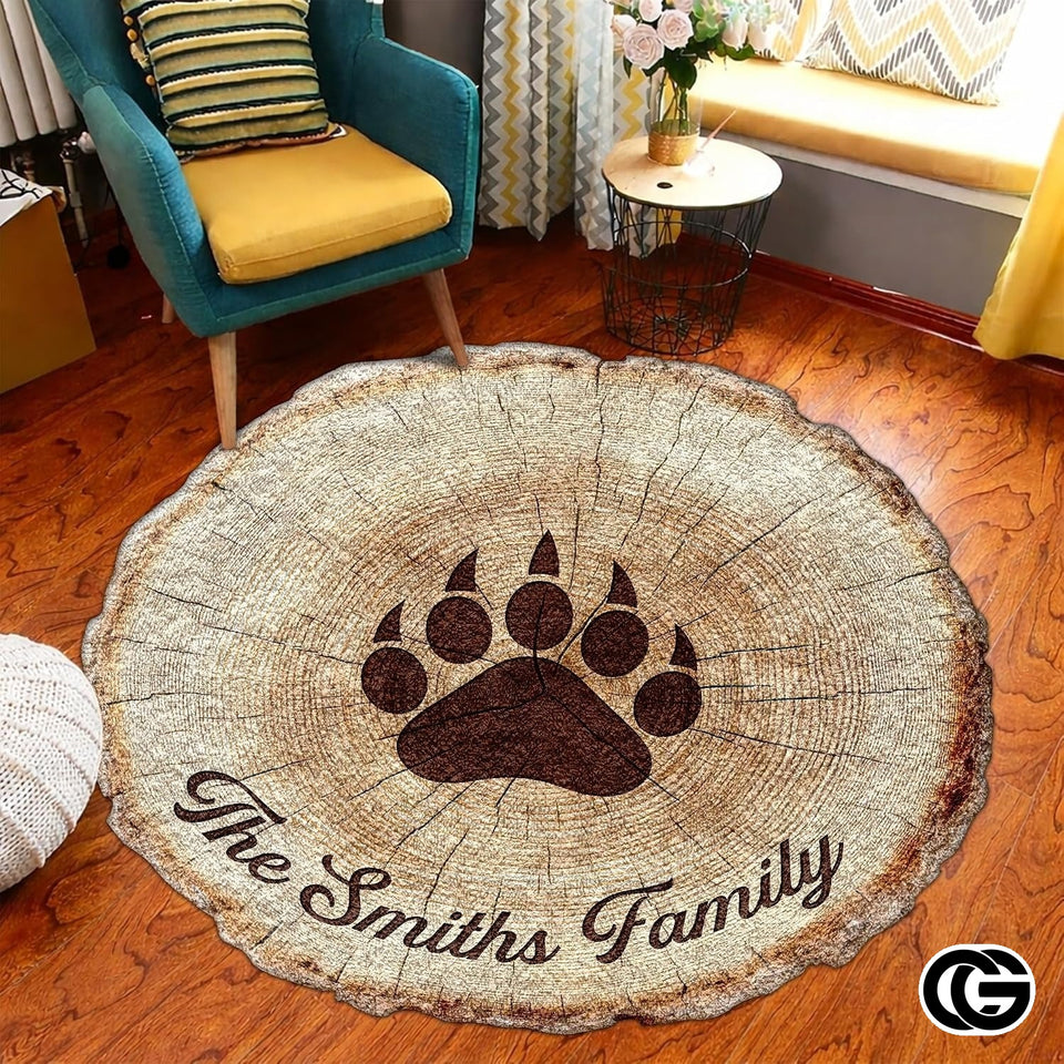 Custom Bear Paw Area Rug with Soft Plush and Non Slip Backing