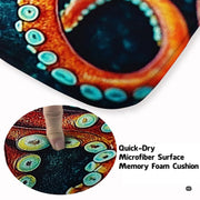 Soft low-pile microfiber surface texture on orange kraken octopus rug - thumbnail image 3 of 7