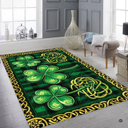 Bright contemporary sitting room interior showcasing the golden Celtic knot area rug - thumbnail image 6 of 9