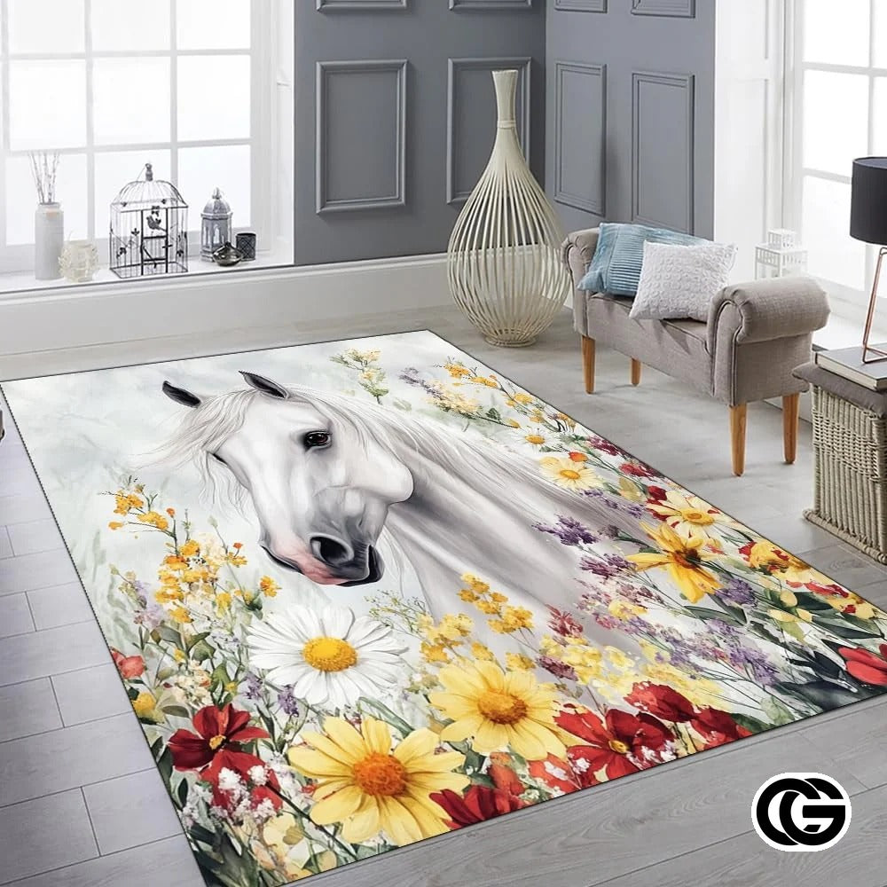 Custom Running Horse Welcome Mat for Front Door and Entryway - Horse-ds02