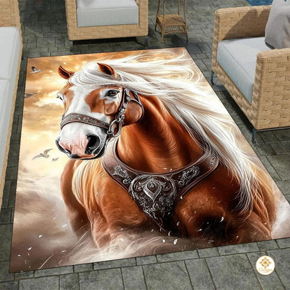 Custom Running Horse Area Rug with Non-Slip Backing