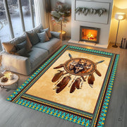 Overhead layout view of the rectangular native wolf pack dreamcatcher southwest area rug - thumbnail image 7 of 7