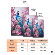 Peacock inspired area rug featuring turquoise and magenta plumage eyes in an ornate botanical room setting. - thumbnail image 2 of 7