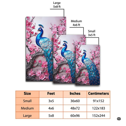 Peacock inspired area rug featuring turquoise and magenta plumage eyes in an ornate botanical room setting. - thumbnail image 2 of 7
