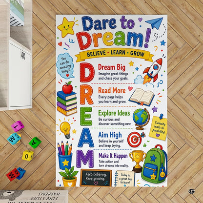 Soft low-pile microfiber surface texture on motivational classroom learning area rug - thumbnail image 2 of 3