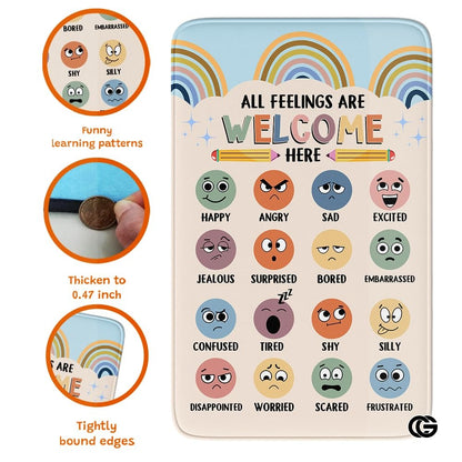 Custom Feelings Chart Welcome Mat for Classroom and Nursery - Feelings Chart / 3' x 5' (Rectangular)