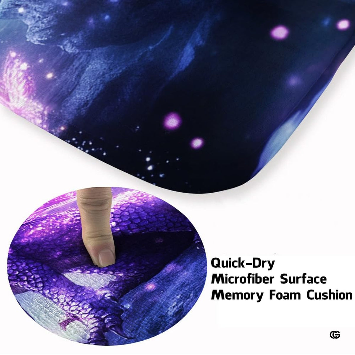 Close-up detail illustrating the violet dragon scales, glowing butterflies, and microfiber pile - image 3 of 7