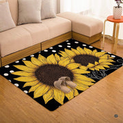 Living room setup showcasing a floral floor rug styled under furniture with radiant botanical sunflower art. - thumbnail image 5 of 7