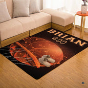 Basketball area rug placed alongside contemporary living room furniture. - thumbnail image 7 of 7