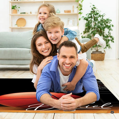 Basketball hardwood court living room area rug styled in modern patio lounge setting - thumbnail image 5 of 7