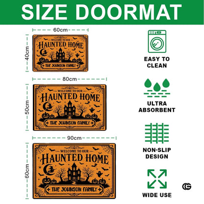 Halloween Door Mat Outdoor, Custom Spooky Welcome Mat with Black Cat and Pumpkin, Fall Front Door Mat for Porch Entryway Decor #1