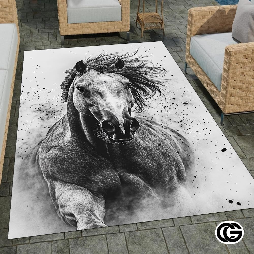Custom Running Horse Welcome Mat for Living Room and Bedroom - Horse-ds14