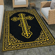 Personalized Orthodox Christian Area Rug, Custom Eastern Orthodox Russian Greek Byzantine Non-Slip Rug for Women Men, IC XC Nika Cross Mat for Living Room, Bedroom, Church Decor (D6)