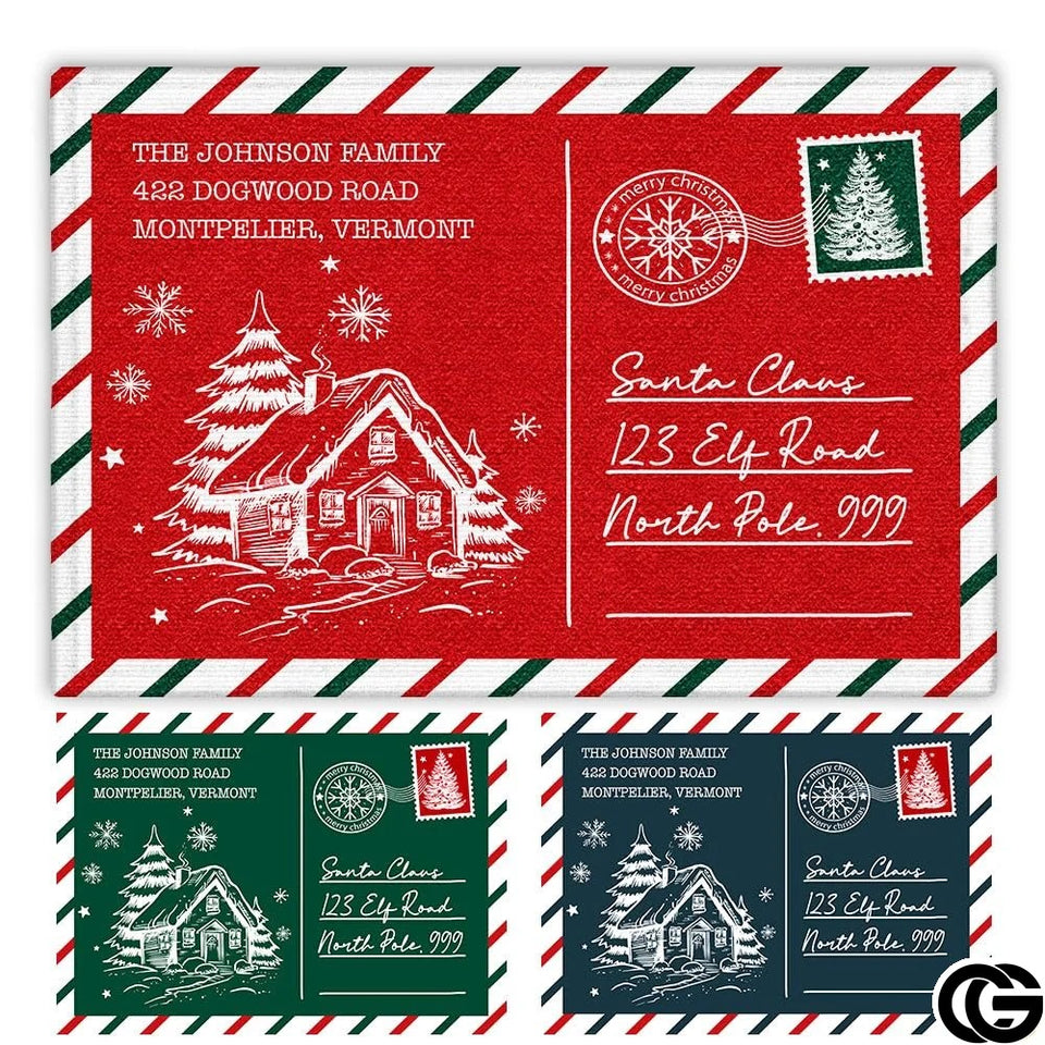 Personalized Christmas Doormat with Custom Family Name