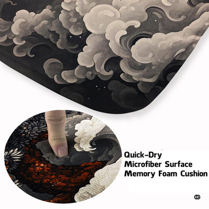 Soft low-pile microfiber fabric and foam cushioning detail of Japanese tiger rug - thumbnail image 3 of 8