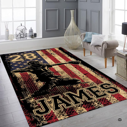 Overhead layout view of the rectangular baseball catcher sports area rug - thumbnail image 6 of 8