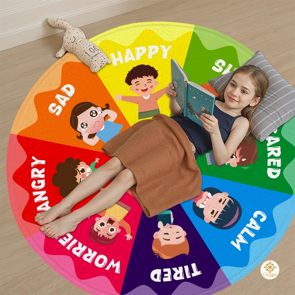 Custom Feelings Wheel Welcome Mat for Classroom and Office