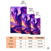 Overhead layout view of the rectangular volcanic purple dragon fantasy area rug - thumbnail image 7 of 8