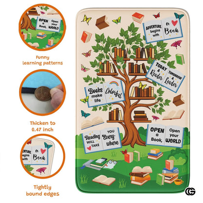Custom Reading Tree Doormat with Book and Cat Detail - Reading Tree