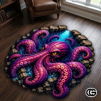 Custom Octopus Shaped Welcome Mat for Front Door and Entryway