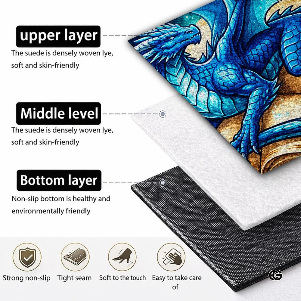 Custom Dragon Shaped Area Rug, Personalized Library Western Dragon Shaped Floor Mat Book Rug, Non-Slip Reading Room Carpet for Living Room, Bedroom, Dorm, Kids Room, Fans Lover (D2)