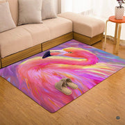 Artistic tropical bird floor rug styled beneath modern seating in a brightly decorated living room. - thumbnail image 2 of 7