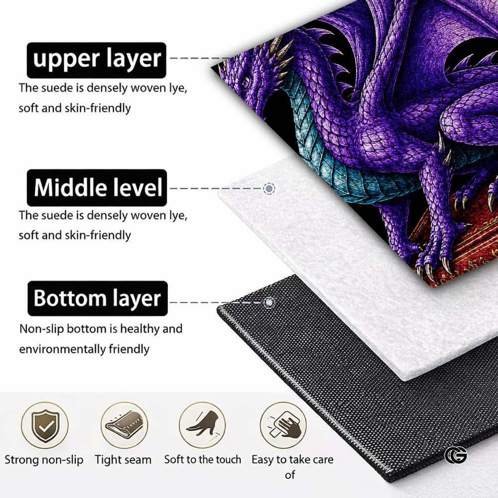 Custom Dragon Shaped Area Rug, Personalized Library Western Dragon Shaped Floor Mat Book Rug, Non-Slip Reading Room Carpet for Living Room, Bedroom, Dorm, Kids Room, Fans Lover (D8)
