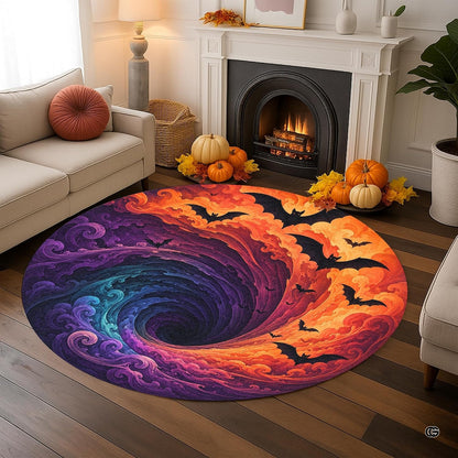 Custom Halloween 3D Optical Illusion Round Rug Skeleton Horror Area Rug (1, #9)