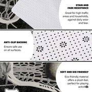 Dynamic athletic decor rug complementing game room space and accent lighting. - thumbnail image 9 of 9