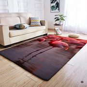 Cozy modern living room arrangement styling the wading flamingo sunset floor rug - thumbnail image 5 of 7