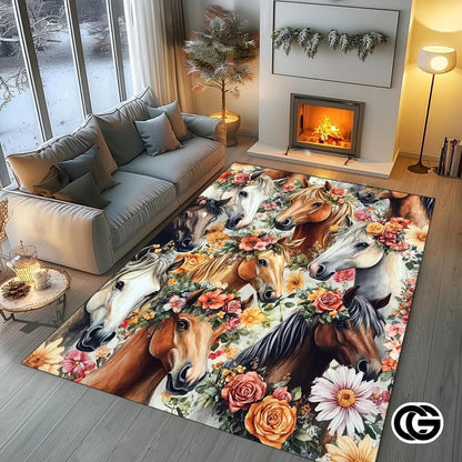 Custom Running Horse Area Rug for Living Room and Bedroom